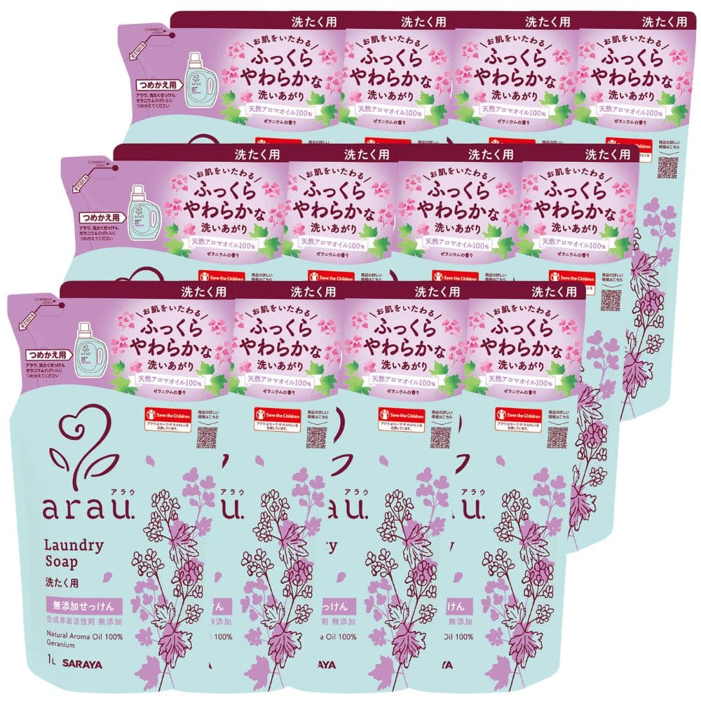 アラウ. 洗たくせっけん ゼラニウム 1L×12 詰替用