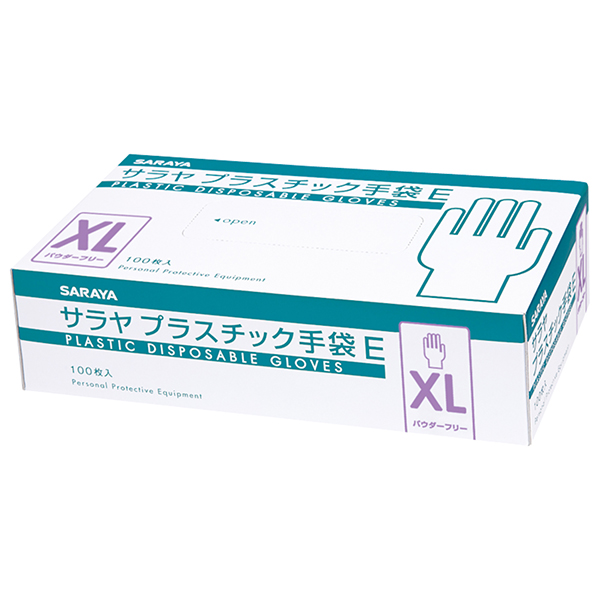 サラヤ｜【まとめ買い】プラスチック手袋Ｅ 粉無100枚入 Mサイズ 10個 