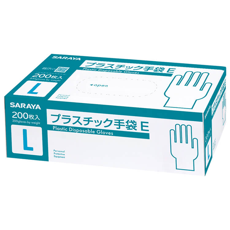 プラスチック手袋E 粉無200枚入 Lサイズ