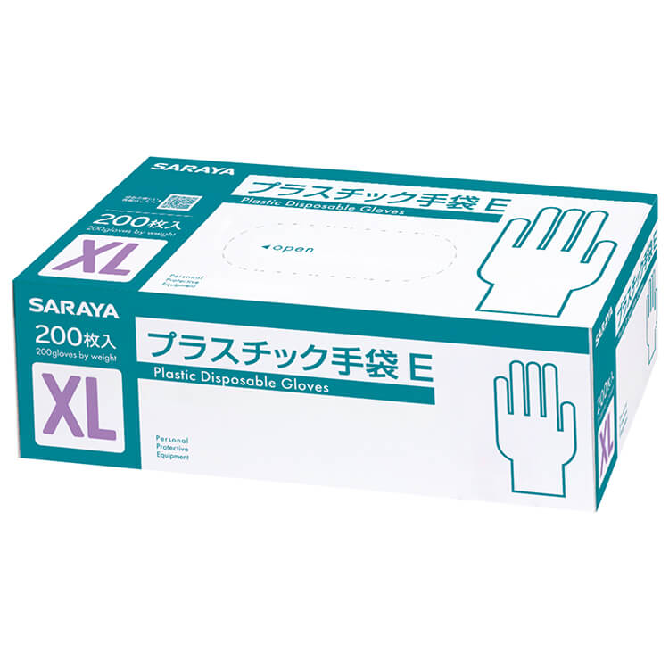 プラスチック手袋E 粉無200枚入 XLサイズ