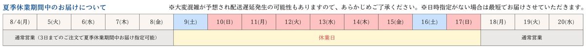 夏季休業のお知らせ