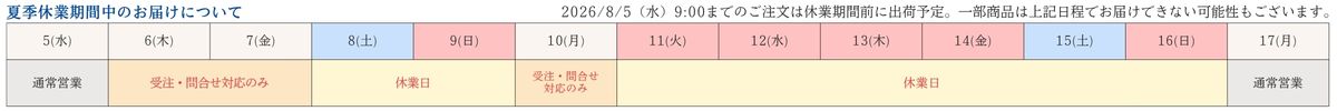 夏季休業中のお届けについて