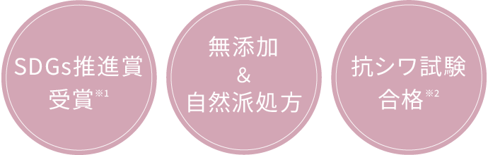 SDGs推進賞受賞・無添加＆自然派処方・抗シワ試験合格
