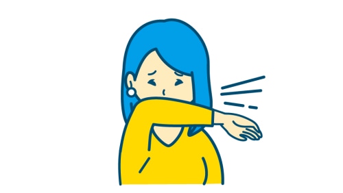 袖で口や鼻を覆う