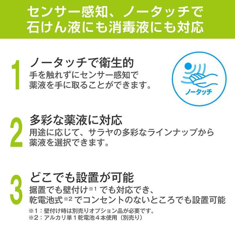 サラヤ｜ノータッチ式ディスペンサー GUD-500-PHJ 本体: サラヤプロ 