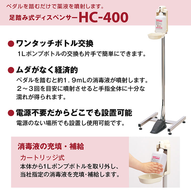 サラヤ｜足踏み式ディスペンサー HC-400 〔カートリッジボトル付〕: サラヤプロショップ